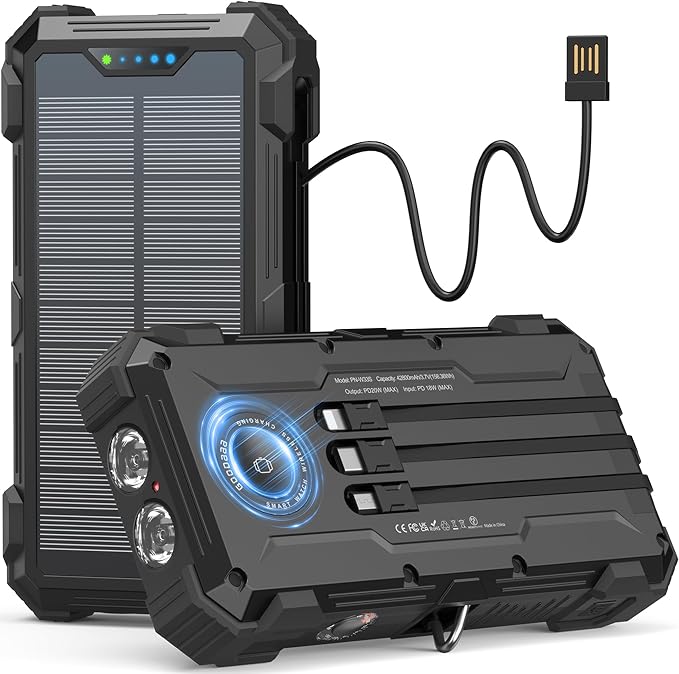 GOODaaa Solar Power Bank, 42800mAh Portable Charger 20W Fast Charging External by GOODaaa