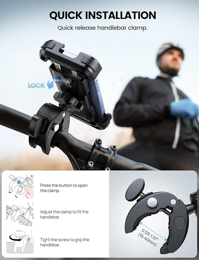 Lamicall Motorcycle Phone Mount, Bike Phone Holder - Image 4