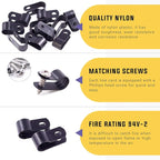 Swpeet 120 Pack Black 5/16 Inch Nylon Plastic R-Type Cable Clips Clamp Kit - Image 3