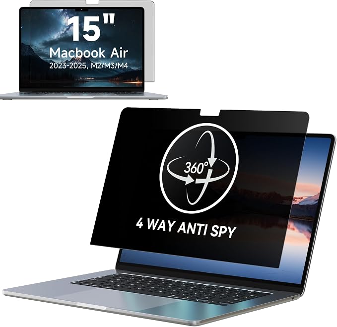 IPROKKO 360° Privacy Screen MacBook Air 15 inch, Matte Anti Glare Blue Light by IPROKKO