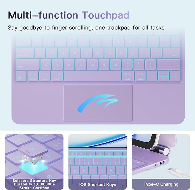 for iPad Air 13 inch Case with Keyboard, iPad Pro 12.9 Magic Keyboard, Springy - Image 6