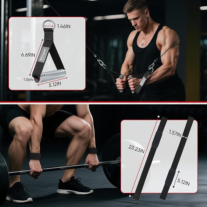 FitBeast Aluminum Exercise Handles & Lifting Straps Set - Image 3