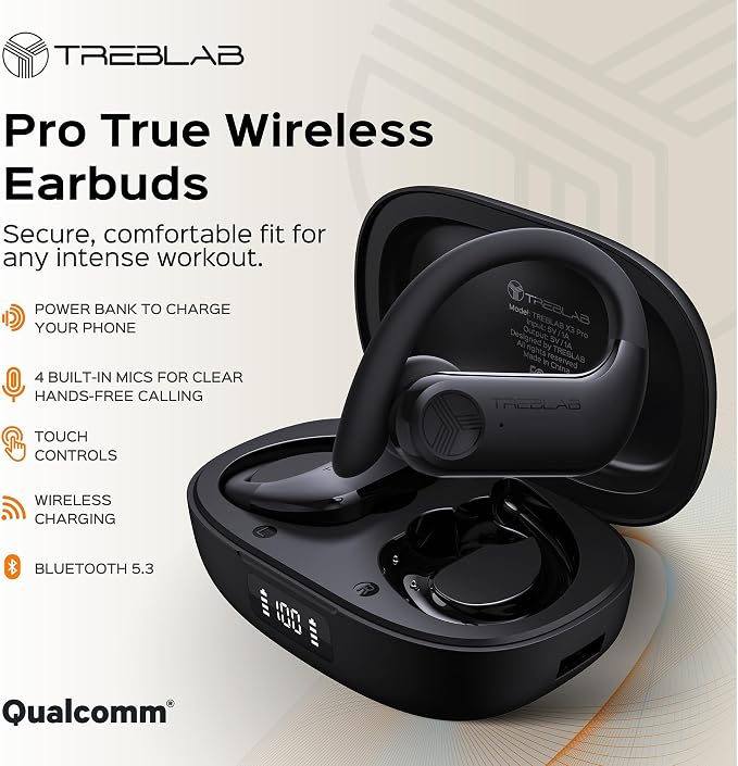 TREBLAB X3 Pro - Workout True Wireless Earbuds, Comfortable Earhooks, Punchy - Image 8