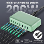 USB C Charger 200W USB C Charger Block, Upgraded GaN III 8-Port Fast Charging - Image 2
