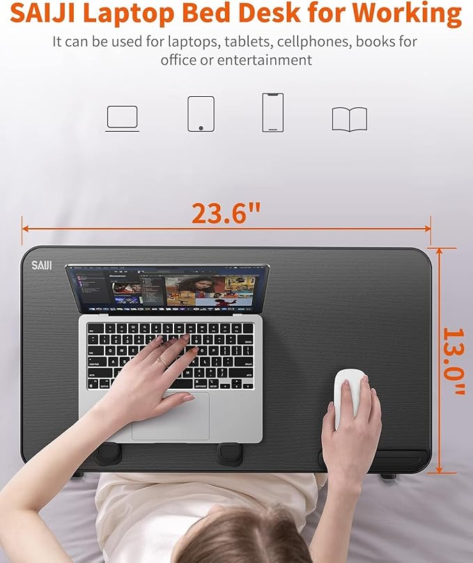 Desk, SAIJI Adjustable Laptop Stand, Breakfast Tray, 5 Heights, 4 Angles - Image 6