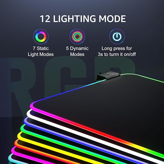 KTRIO RGB Large Gaming Mouse Pad Desk Mat, Superior Micro-Weave Cloth - Image 3