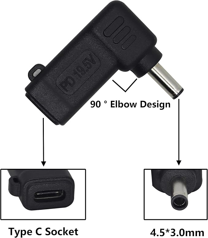 90W PD Power Charger Connector Adapter USB C to 4.5mm Laptop Charging Adapter - Image 3
