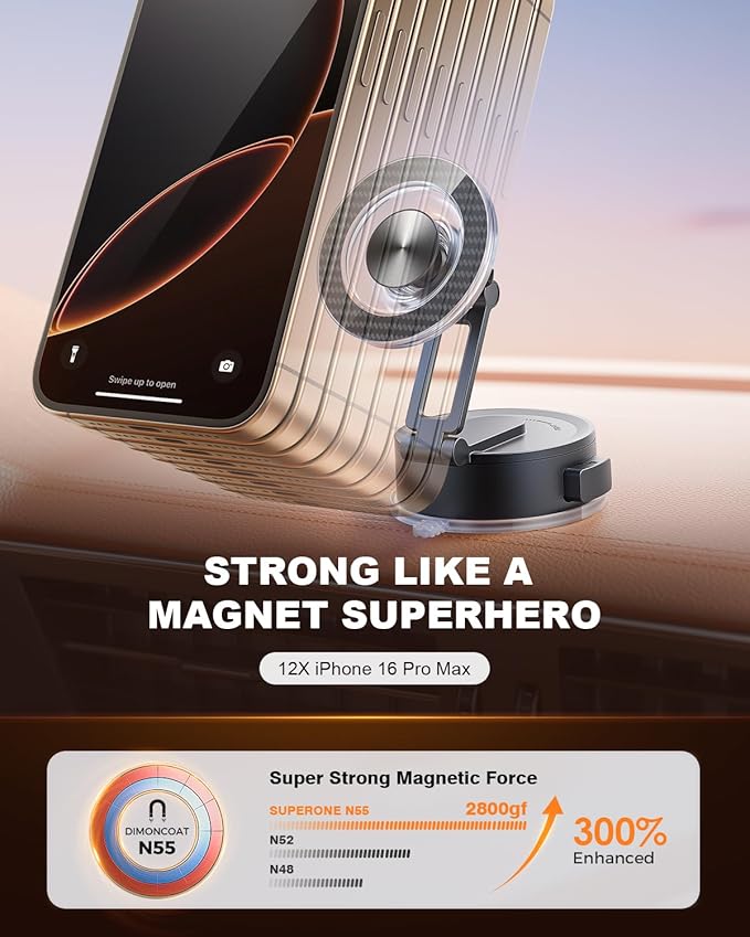 SUPERONE for Magsafe Car Mount 360°Adjustable Vacuum Phone Holder for Your Car - Image 6