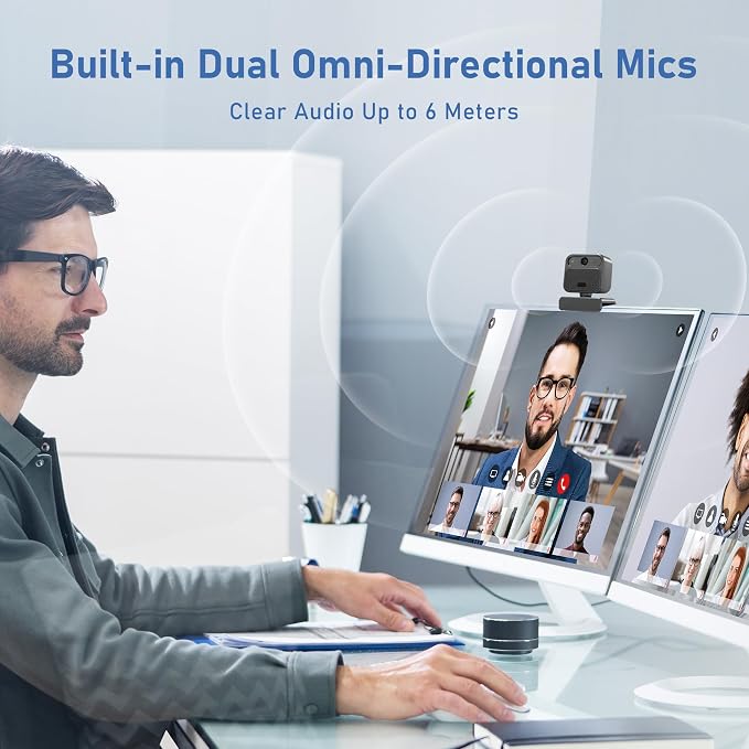 4K Webcam with 2 Microphone, Wide Angle PC Cameras with Mirror & Flip Funtion - Image 5