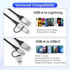 USB to USB-C and Lightning Cable 2 in 1 Coiled Cable Support Aple Carplay & - Image 6