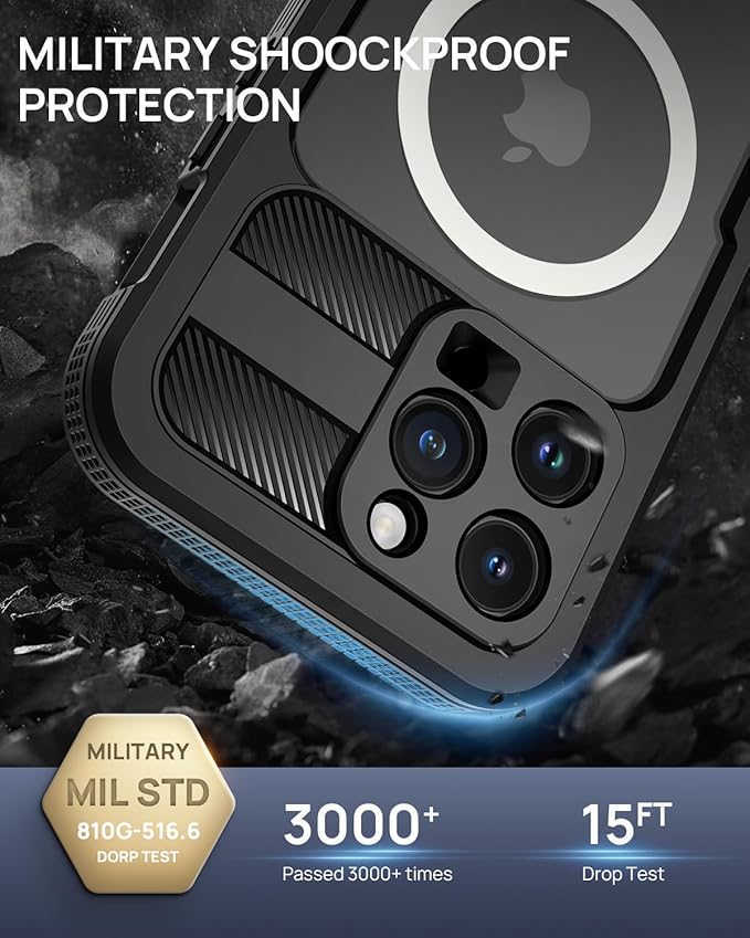 Lanhiem Magnetic for iPhone 15 Pro Case, IP68 Waterproof Dustproof Case - Image 4