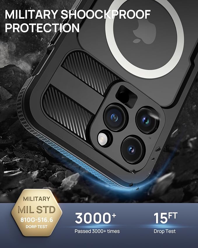 Lanhiem Magnetic for iPhone 15 Pro Max Case, IP68 Waterproof Dustproof Case - Image 4