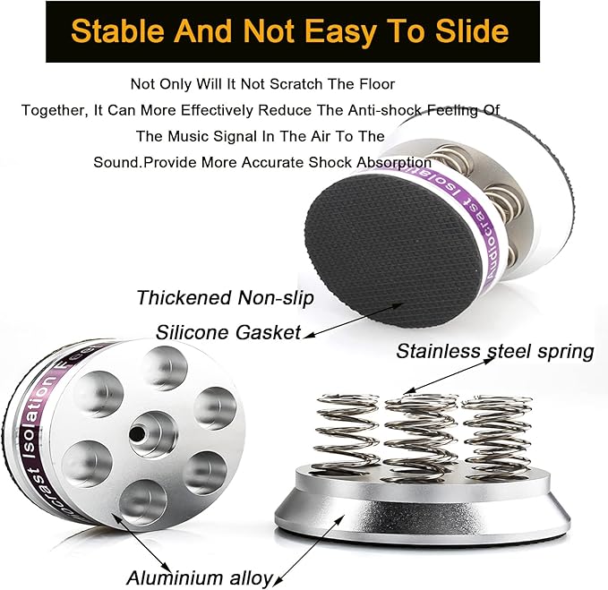 Tertullus 4 Pcs Speaker Isolation Feet 43mm×38.5mm Audio Shock Absorber Floor - Image 3