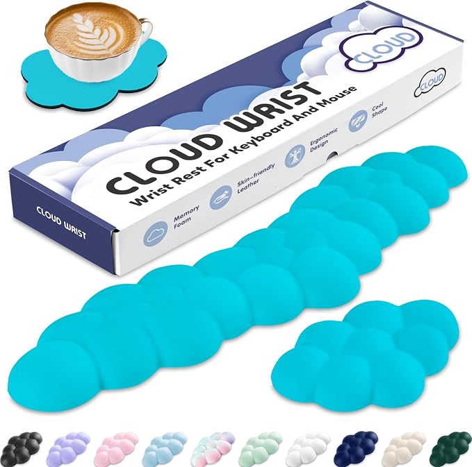 Cloud Wrist Rest for Keyboard and Mouse, Memory Foam PU Leather Keyboard Wrist by Sushret