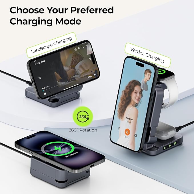 【2025 Upgraded】 Wireless Charger 3 in 1, Foldable Wireless Charging Station - Image 6