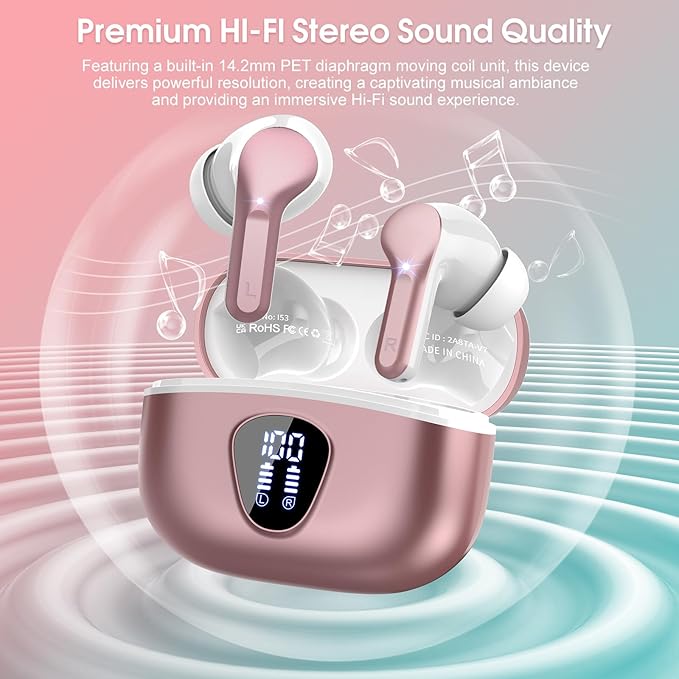 Wireless Earbuds, IP7 Waterproof in Ear Earphones, LED Display Ear Buds - Image 6