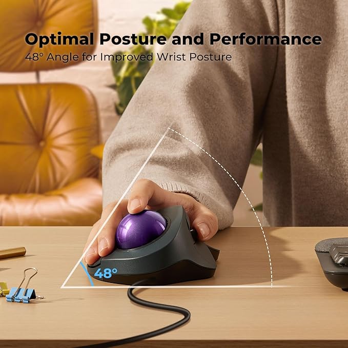 Wired Trackball Mouse for Large Hands, Ergonomic Design Reduces Wrist & Muscle - Image 3