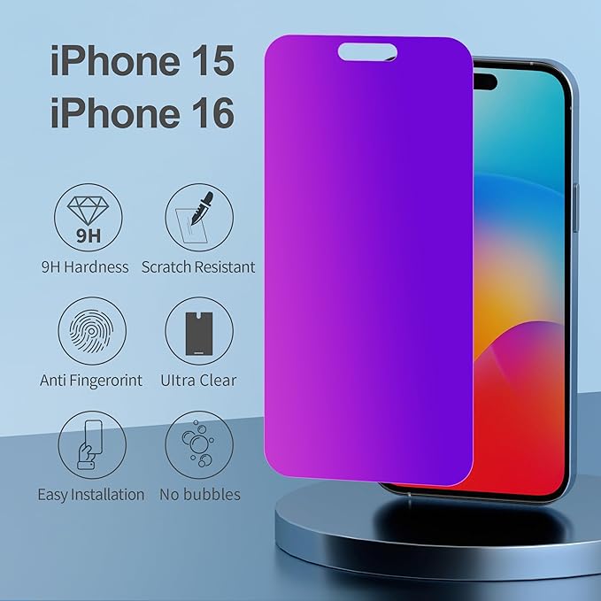 Compatible for iPhone 15/iPhone 16 Privacy Screen Protector Tempered Glass 6.1 - Image 3