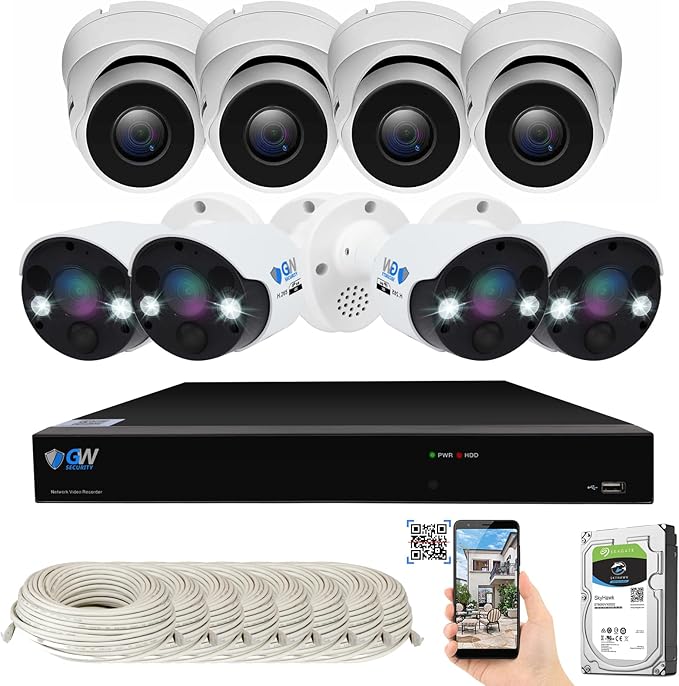 GW 8 Channel 4K NVR 8MP 4K AI Smart Home Security Camera System, Dome and by CamStarTechnologyInc