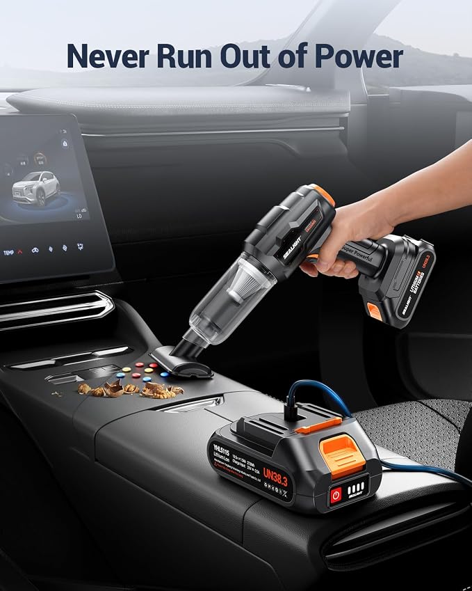SEALIGHT Car Vacuum Portable Cordless, High Power Suction and Air Duster - Image 3