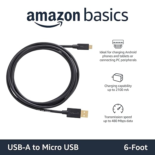Amazon Basics 5-Pack USB-A to Micro USB Charging Cable, 480Mbps Transfer Speed - Image 2