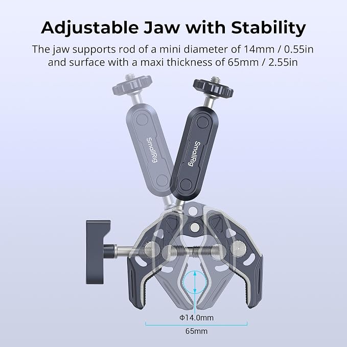 SMALLRIG Camera Mount Clamp 2-Pack, Ballhead Magic Arm - Image 5