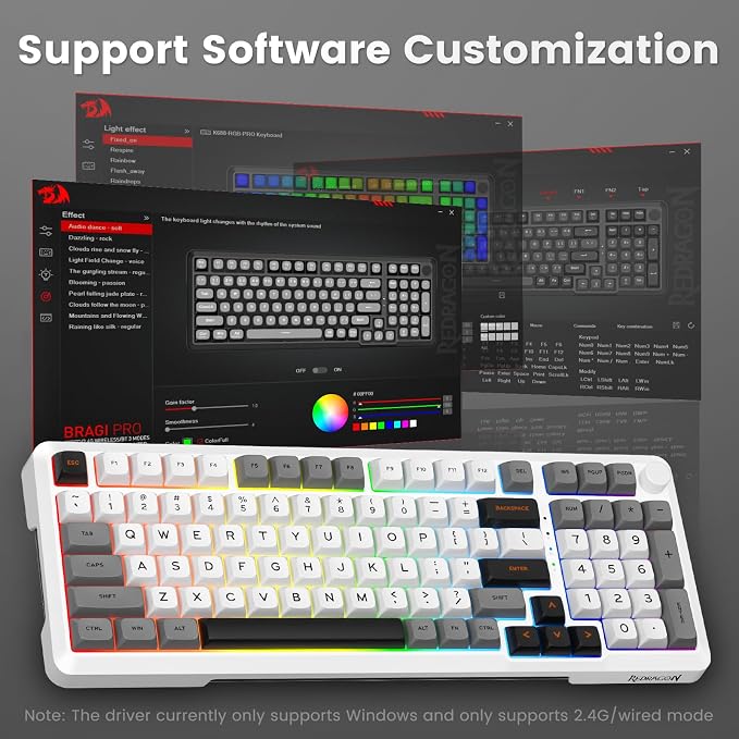 Redragon Wireless Mechanical Keyboard, 3 Mode Gasket Mounted RGB Gaming Keyboard - Image 7