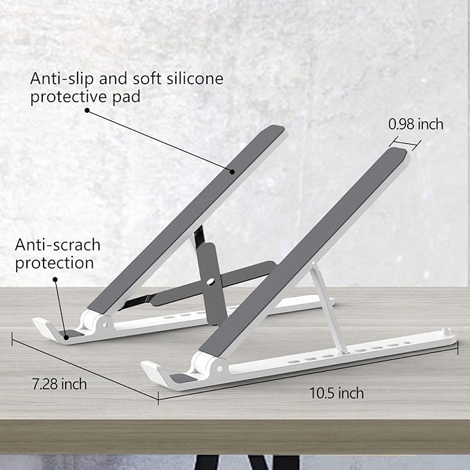 Laptop Stand for Desk, Adjustable Laptop Riser ABS+Silicone Foldable Portable - Image 5