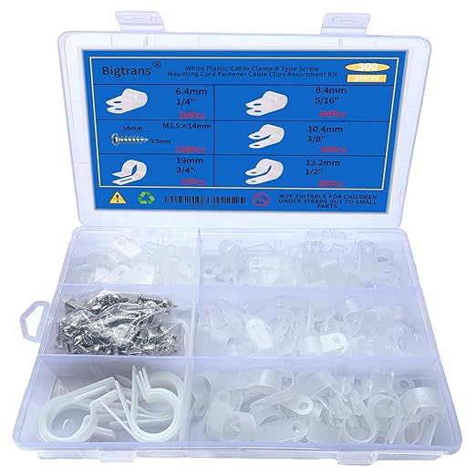 Bigtrans 300 Pcs Nylon Plastic R-Type Wire Clips by Setber