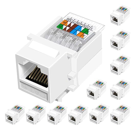 Cat6 RJ45 Keystone Jacks Toolless 12-Pack, Female RJ45 Connectors, Ethernet by Unknown