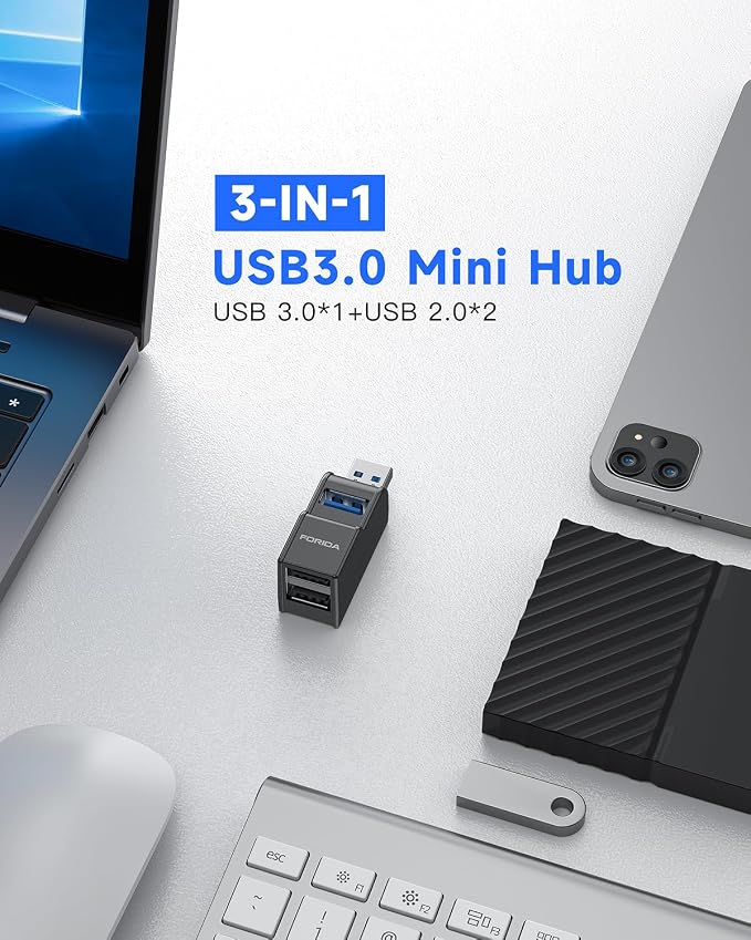FORIDA 3 Ports USB Adapter, USB Hub - Image 2