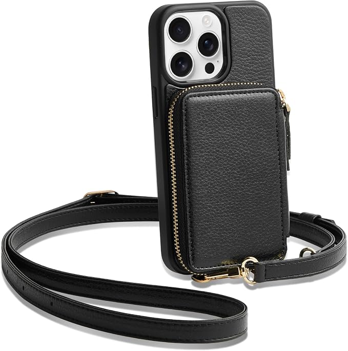 ZVE for iPhone 15 Pro Max Wallet Case Crossbody, Card Holder Phone Purse for by ZVE