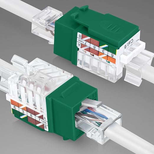 Everest 45° Angled RJ45 Cat6 Keystone Jacks 20-Pack in Green - Image 8