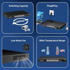 YuanLey 26 Port 2.5G PoE Switch Unmanaged, 24 x 2.5G Base-T PoE Ports, 2 x 10G - Image 6