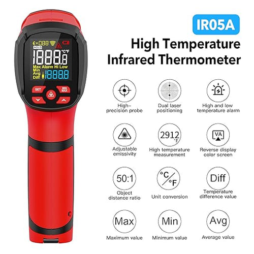 -40℉~2912℉ MESTEK Infrared Thermometer Temperature Gun, 50:1 Dual Laser High - Image 2