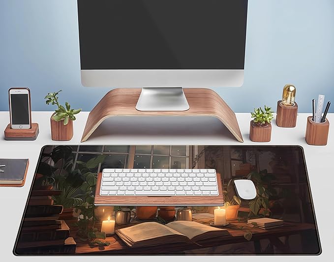 Cute Book Lover Desk Mat Dark Academia Mouse pad XXL Large Extended Mousepad - Image 5