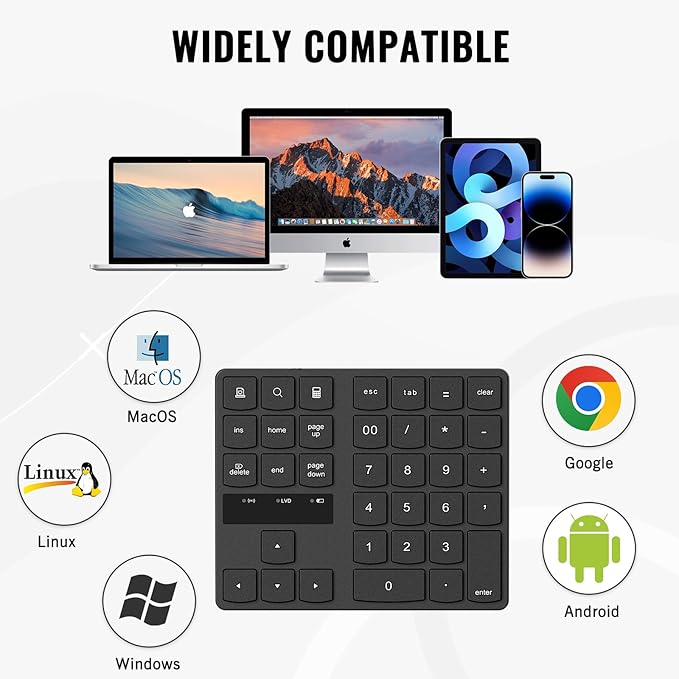 RaceGT Wireless Number Pad, Numeric Keypad Ultra-Silent Rechargeable 2.4G 35 - Image 6