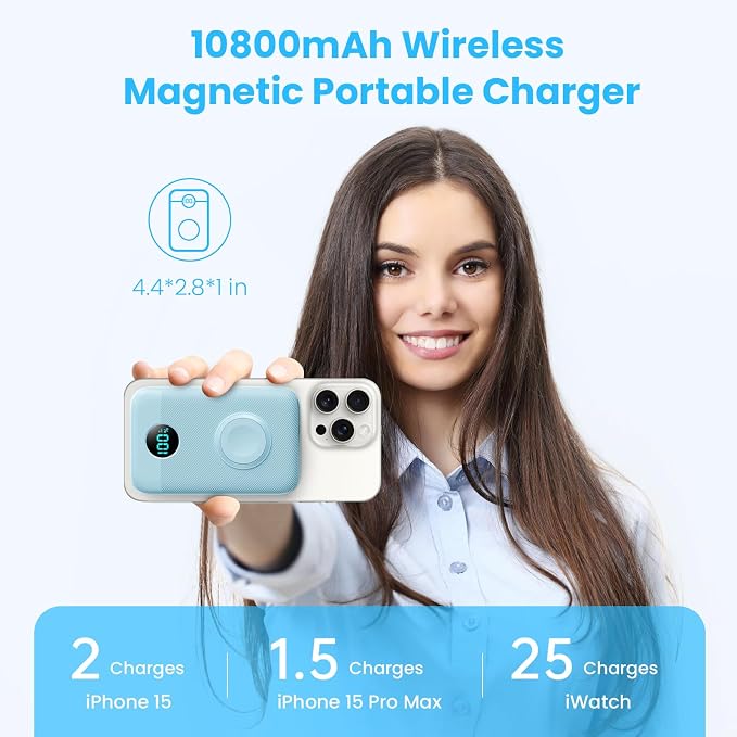 Magnetic Portable Charger 10800mAh, 4-in-1 Wireless Power Bank - Image 2