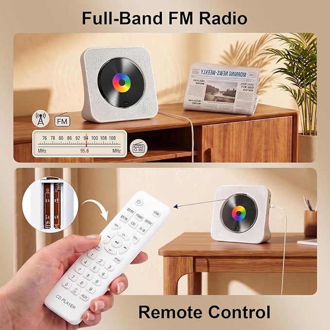 Gueray CD Player Portable Bluetooth Desktop CD Player - Image 6