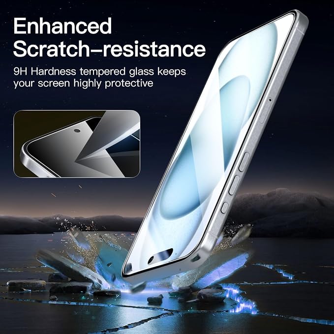NEW'C 3 Pack Privacy for iPhone 16 Plus, 15 Plus Screen Protector, Anti-Spy - Image 6