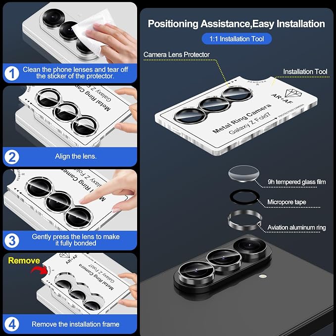 for Samsung Galaxy Z Fold 7 Camera Lens Protector, Individual Metal Ring - Image 6