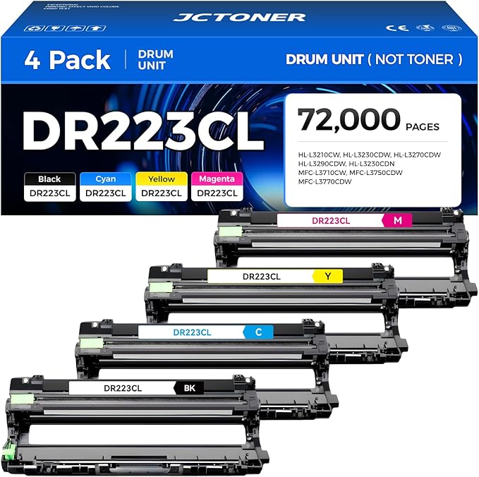 DR223CL DR-223CL High Yield Drum Unit Set 4-Pack Replacement Compatible by JCTONER