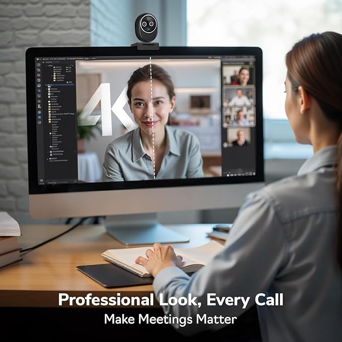 EMEET Piko+ Webcam 4K, World’s 1st Dual-Camera AI-Powered 4K Camera, 1/2.55'' - Image 9
