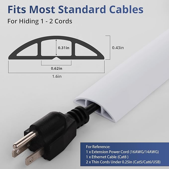 ZhiYo 3.6ft Cord Covers for Wires on Floor, Cord Hider Floor Hide Extension - Image 2