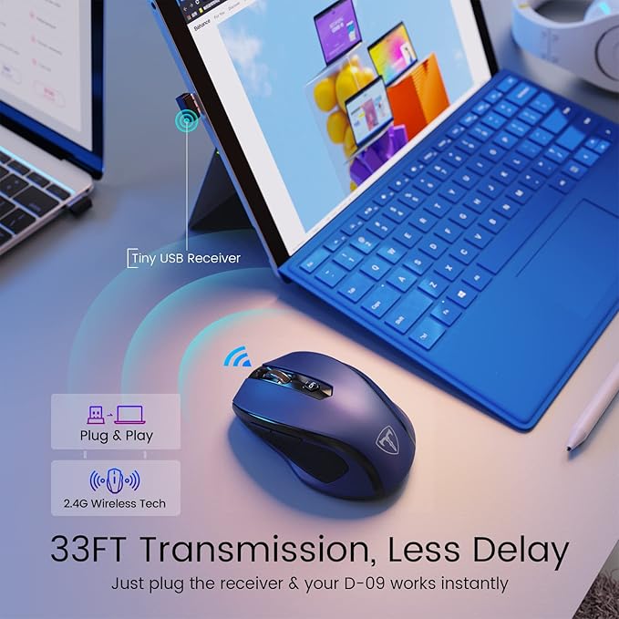 Wireless Mouse, D-09 Computer Mouse USB Cordless Mice - Image 3