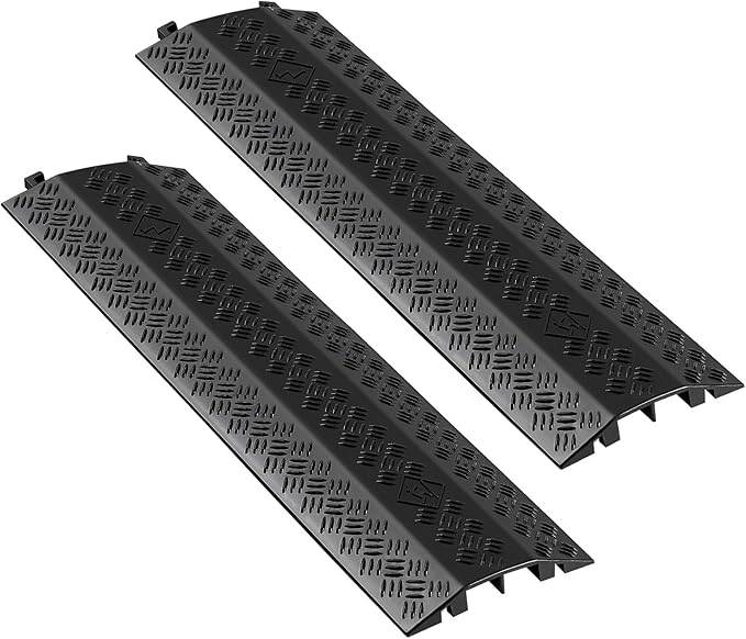 VEVOR 2 Pack Drop Over Cable Cover, 2 Channel Heavy Duty Cable Hose Protector by VEVOR