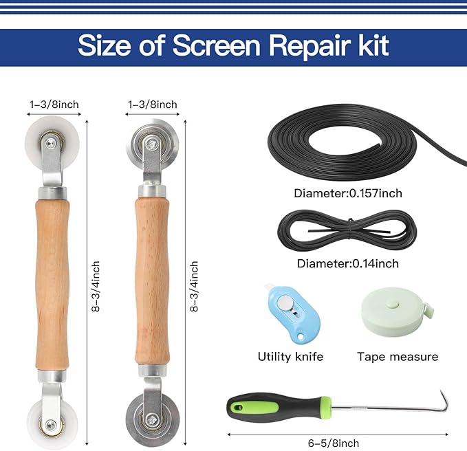 Window Screen Door Repair Kit Include Window Screens Mesh 48"x114" - Image 2