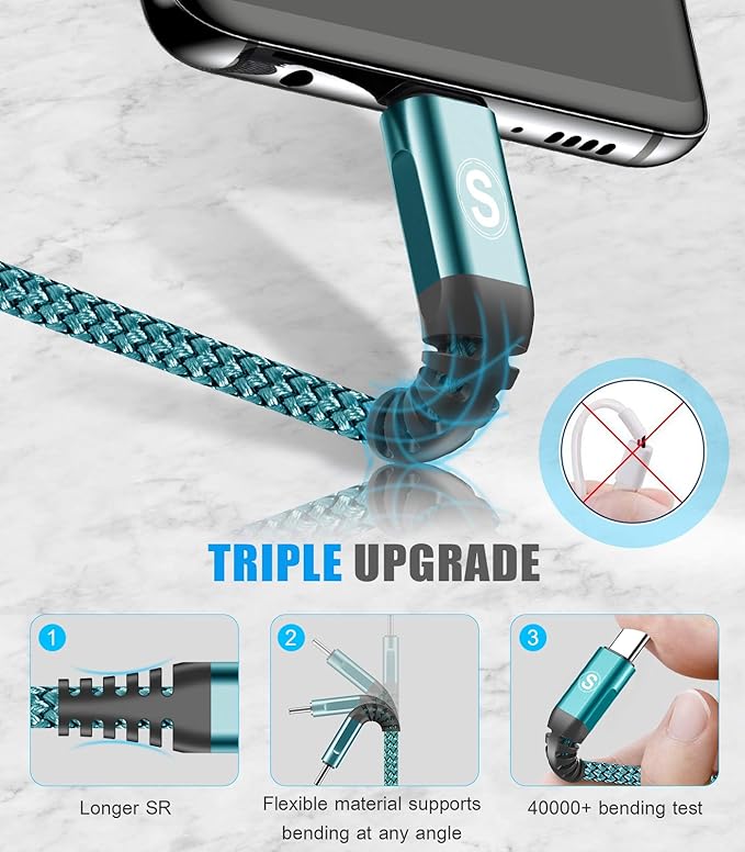 USB C Cable 3.1A Fast Charging, sweguard USB-A to USB-C Charger Nylon Braided - Image 5