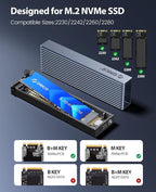ORICO M.2 NVMe SSD Enclosure Aluminum Tool-Free Adapter, 10Gbps USB3.2 USB-C M2 - Image 6