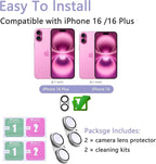 2 Pack Camera Lens Protector for iPhone 16 / iPhone 16 Plus, AR Tempered Glass - Image 2